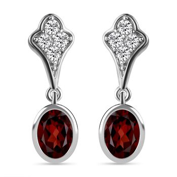 Kirsch Citrin und wei&szlig;e Zirkon Ohrringe, 925 Silber platiniert ca. 1,87 ct