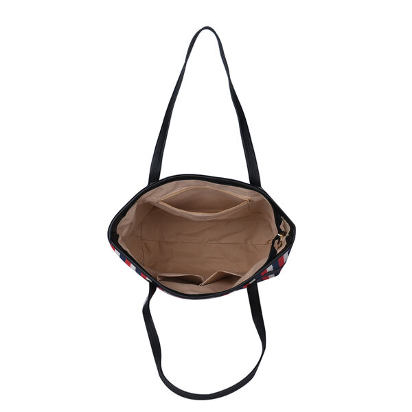 Klassische Handtasche mit Streifenmuster, Rot/blau image number 4