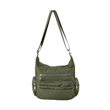 Umh&auml;ngetasche aus strapazierf&auml;higem Material mit mehreren F&auml;chern, Gr&ouml;&szlig;e 25x9x18 cm, gr&uuml;n