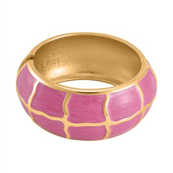 Emaillierter Gitternetz-Muster-Armreif, ca. 18 cm, ca. 87,60g Rosa