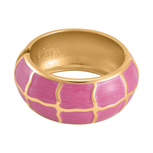 Emaillierter Gitternetz-Muster-Armreif, ca. 18 cm, ca. 87,60g Rosa