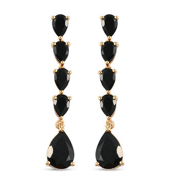 Schwarzer Turmalin Ohrringe 925 Silber vergoldet ca. 6,77 ct