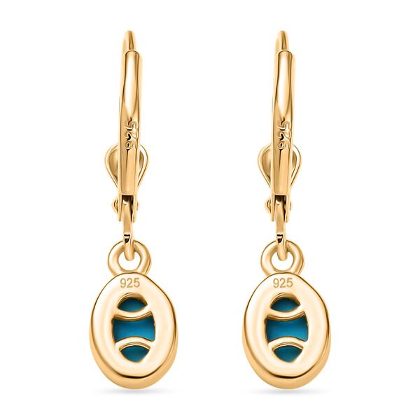 AA Sleeping Beauty Türkis Ohrringe 925 Silber 750 Gelb Vergoldet ca. 1.57 ct image number 5