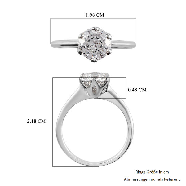 LUSTRO STELLA Hergestellt mit ZIRKONIA Solitär-Ring 925 Silber Platin-Überzug image number 6