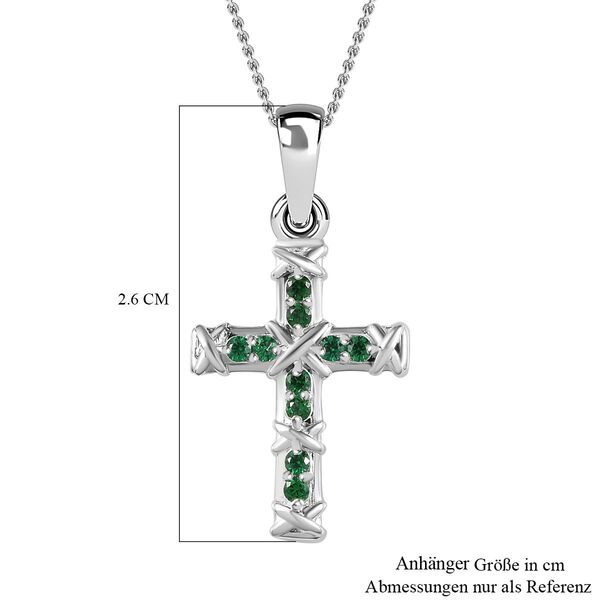 XOXO gr&uuml;ner kubischer Zirkonia-Keruz-Anh&auml;nger mit 50cm Kette - 0,2 ct. image number 7