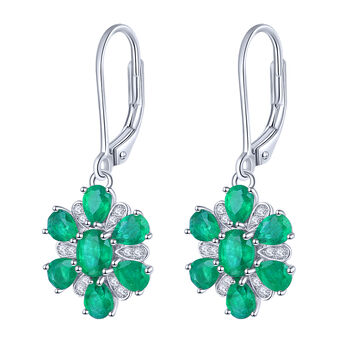 AAA Kagem sambische Smaragd und Zirkon-Ohrringe, 925 Silber rhodiniert ca. 2.51 ct
