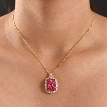 Niassa Rubin Schmuckset ca. 50 cm Nickelfreies Messing platiniert und vergoldet und 316L Edelstahl platiniert ca. 4.30 ct