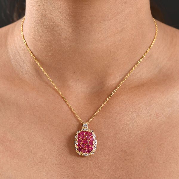 Niassa Rubin Schmuckset ca. 50 cm Nickelfreies Messing platiniert und vergoldet und 316L Edelstahl platiniert ca. 4.30 ct image number 3