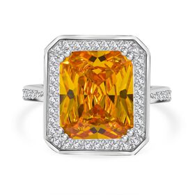 LUSTRO STELLA - Canary Diamond Zirkonia Ring, 925 Silber rhodiniert (Größe 17.00)