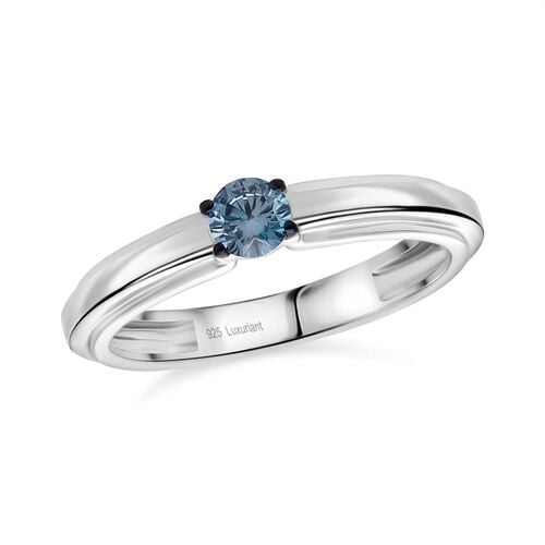 LUXURIANT DIAMOND - Lab Grown Blauer Diamant SI-GH SGL zertifiziert Ring, 925 Silber rhodiniert (Größe 18.00) ca. 0,25 ct image number 2