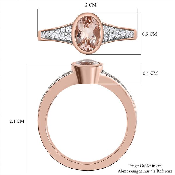 Morganit und wei&szlig;er Zirkon-Ring, 925 Silber Ros&eacute;gold Vermeil  ca. 0,99 ct image number 7