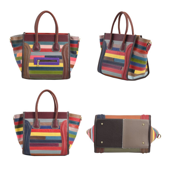 CHAOS BY ELSIE - Schultertasche aus 100% echtem Leder mit RFID Schutz und abnehmbarem Riemen, Größe 28x18x30 cm, Braun image number 4