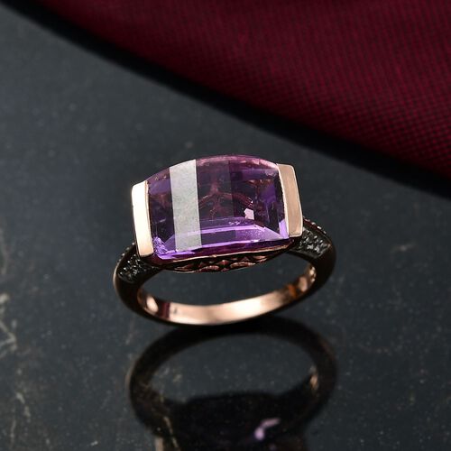 D'Joy AAA Rose De France Amethyst, Weißer Zirkon Ring 925 Silber 750 rosévergoldet (Größe 17.00) ca. 6,12 ct image number 1