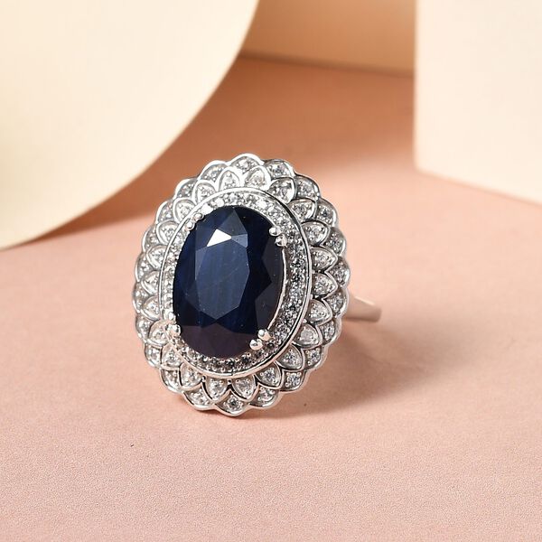 Diffundierter, blauer Saphir und Zirkon-Ring - 7,32 ct. image number 2