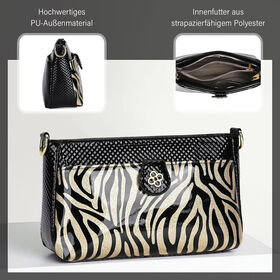 Stylische Sling-Umh&auml;ngetasche mit  Zebramuster, Schwarz