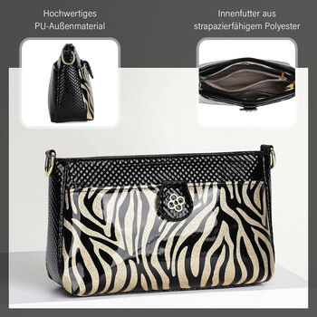 Stylische Sling-Umh&auml;ngetasche mit  Zebramuster, Schwarz