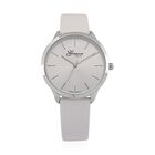 GENOA TIME V2 - Quarzuhr mit japanischem PC21S Werk, weißem Zifferblatt und weißem Lederarmband, Edelstahl Gehäuse, 3 ATM wasserdicht