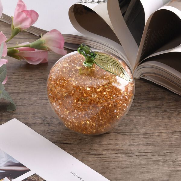 Handgefertigter und dekorativer Apfel-Figur aus Kristall, Gelb image number 2