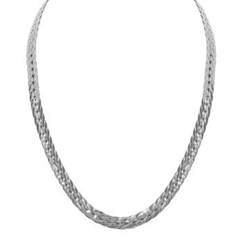 Italienische geflochtene 45cm Kette, 925 Silber rhodiniert
