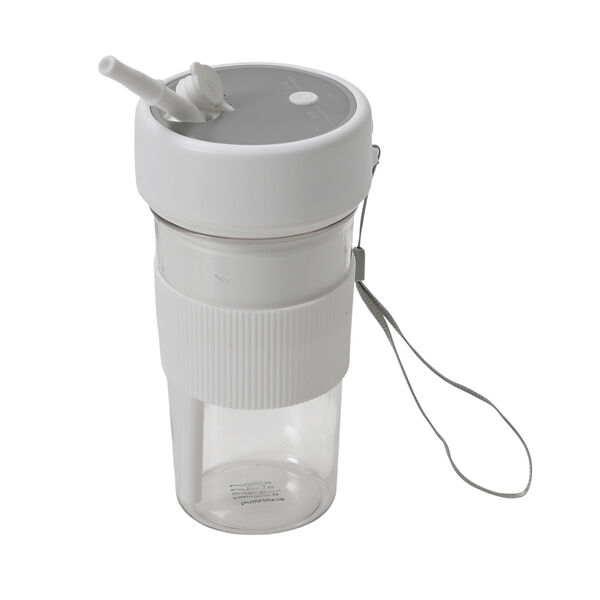 Tragbarer Entsafter mit Strohhalm und Deckel, 17,4x8,8 cm, 350ml , Weiß image number 1