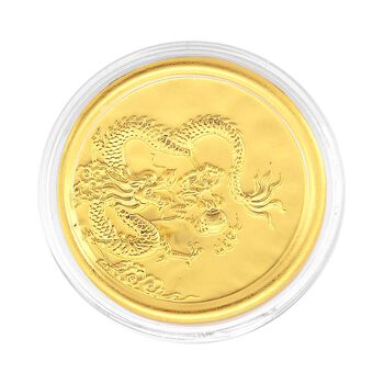 999er Goldm&uuml;nzefolie mit Drachenmotiv und Regenbogen-Designlinie, 100mg