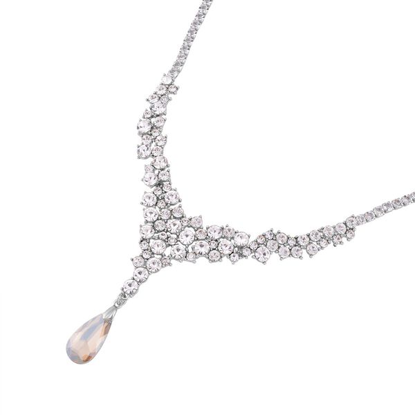 Wei&szlig;e und Champagner Kristall-Halskette, 50 cm - 25 ct. image number 3