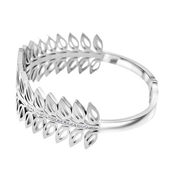 Wei&szlig;er Kristall Armreif ca. 19 cm Reiner Edelstahl, Silberfarben