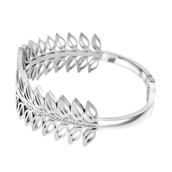 Weißer Kristall Armreif ca. 19 cm Reiner Edelstahl, Silberfarben image number 3