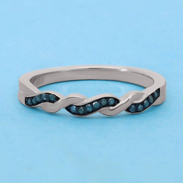 Blauer Diamant Ring 925 Silber platiniert  ca. 0,10 ct image number 2