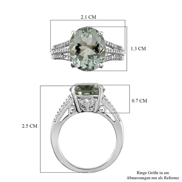 Prasiolith und wei&szlig;er Zirkon-Ring, 925 Silber platiniert  ca. 4,74 ct image number 7