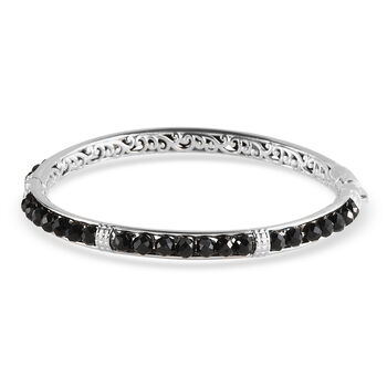 Schwarzer Spinell-Armreif, 19 cm, Messing platiniert ca. 28,10 ct