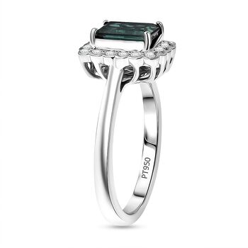 Rhapsody AAAA Pirineu Lagoon Tourmaline, Wei&szlig;er Diamant Ring 950 Platin (Gr&ouml;&szlig;e 18.00) ca. 1,50 ct