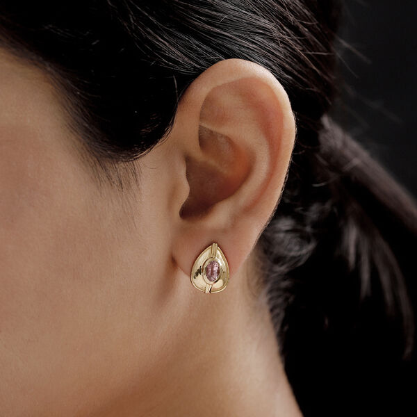 Rosa Turmalin Solitär-Ohrstecker in Silber image number 3