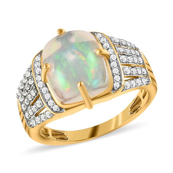 Nat&uuml;rlicher, &auml;thiopischer Welo Opal und Zirkon-Ring - 3,53 ct. image number 3