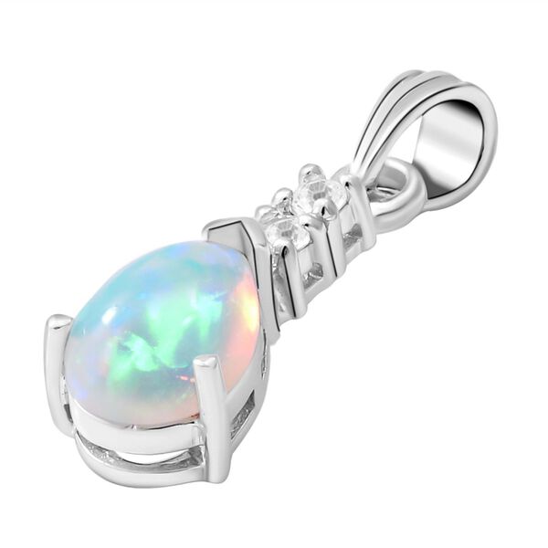 Natürlicher, äthiopischer Opal und Zirkon-Anhänger in Silber image number 2