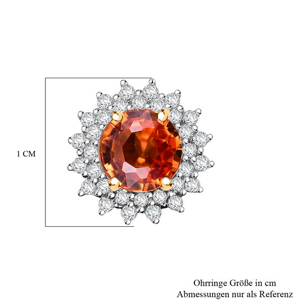 Zertifiziert und geprüft AAA Orange Saphir und Diamant Ohrringe in 585 Gold - 2,18 ct. image number 6