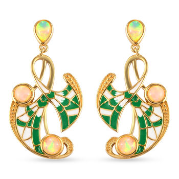 Nat&uuml;rliche, &Auml;thiopische Opal-Ohrringe, 925 Silber vergoldet ca. 1,73 ct