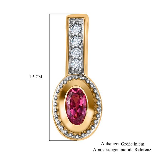 Ouro Fino Rubellit, Wei&szlig;er Zirkon Anh&auml;nger 925 Silber Gelbgold Vermeil ca. 0.29 ct image number 5