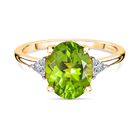 D'Joy Peridot, Moissanit Ring 925 Silber 750 Gelb Vergoldet (Größe 17.00) ca. 2,95 ct