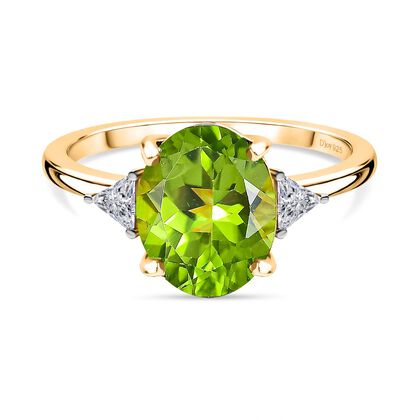 D'Joy Peridot, Moissanit Ring 925 Silber 750 Gelb Vergoldet (Gr&ouml;&szlig;e 17.00) ca. 2,95 ct