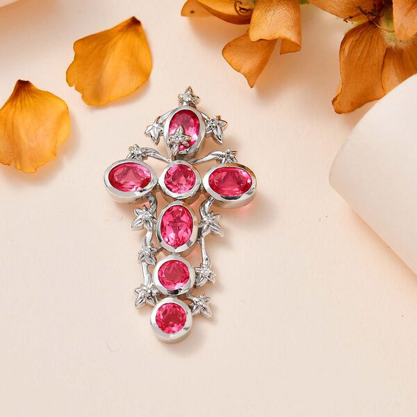 GP Italian Garden Kollektion- Padparadscha-Quarz-Triplett, Zirkon und blauer Saphir-Anh&auml;nger- 5,35 ct. image number 2