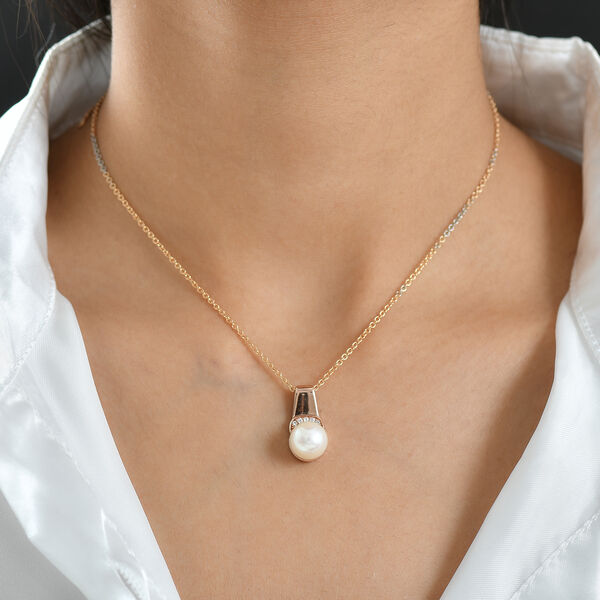 EverTrue S&uuml;&szlig;wasser Perle und Zirkon Anh&auml;nger mit 50cm Kette in Ros&eacute;goldton image number 3