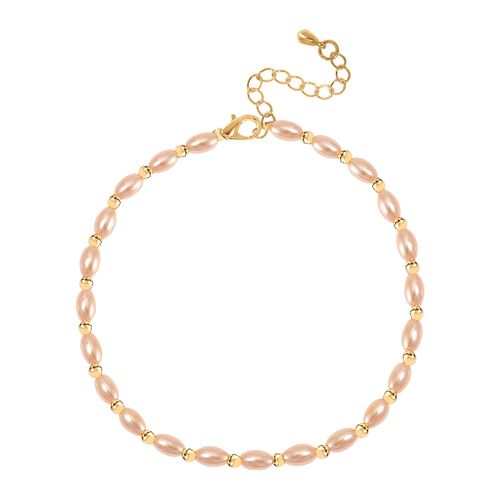 Goldene Muschelkernperle Armband ca. 18cm + 5cm Extender, Standard gelb vergoldet image number 0