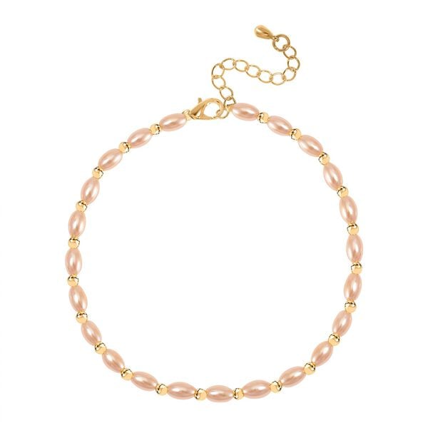 Goldene Muschelkernperle Armband ca. 18cm + 5cm Extender, Standard gelb vergoldet image number 0