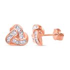 Weißer Zirkonia Ohrringe 925 Silber Roségold Vermeil