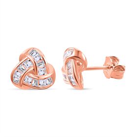 Weißer Zirkonia Ohrringe 925 Silber Roségold Vermeil