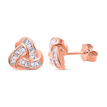 Liebesknoten wei&szlig;e Zirkonia-Ohrringe, 925 Silber Ros&eacute;gold Vermeil - 2,20 ct.