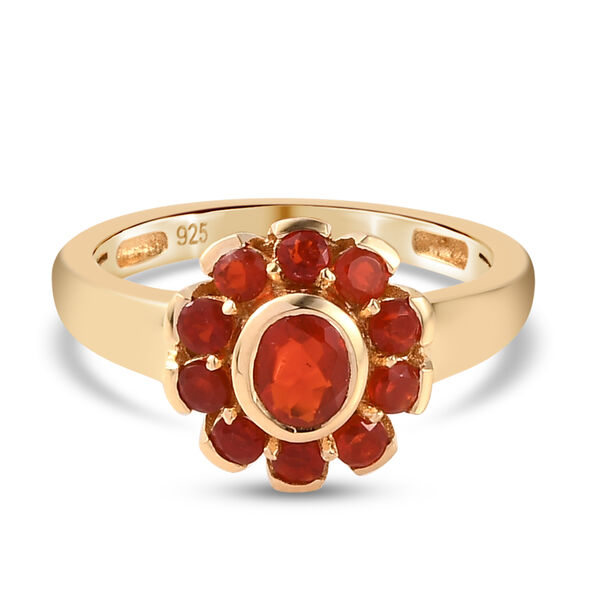 Mexikanischer Kirschfeuer-Opal Ring 925 Silber vergoldet  ca. 0,67 ct