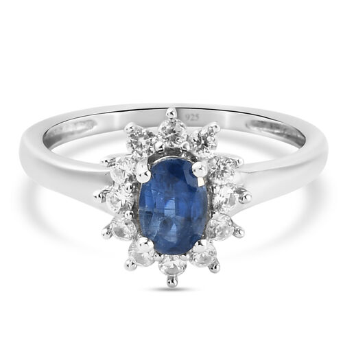 Kyanit und Zirkon Ring 925 Silber platiniert  ca. 0,96 ct image number 0