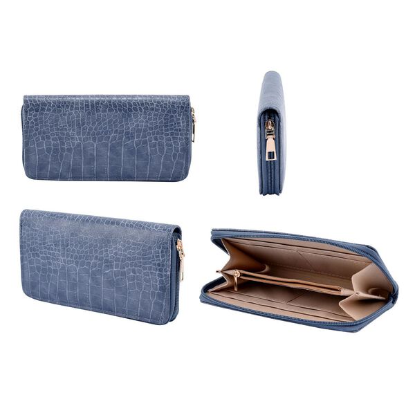 Passage - 4er-Set Handtaschen mit Krokodilpr&auml;gung; enth&auml;lt Schultertasche, Cross Body Bag, Clutch Bag und Portemonnaie, Taubengrau image number 8